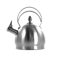 MegaChef 2.8 Liter Brushed Silver Round Stovetop Whistling Kettle