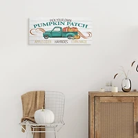 Stupell Industries Turquoise Truck Autumn Harvest Pumpkin Patch Sign Canvas Wall Art