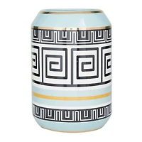 Teal Stoneware Modern Vase, 11" x 8" x 8"