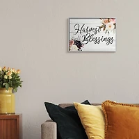 Stupell Industries Harvest Blessings Phrase Pink Peony Floral Arrangements in Frame Wall Art