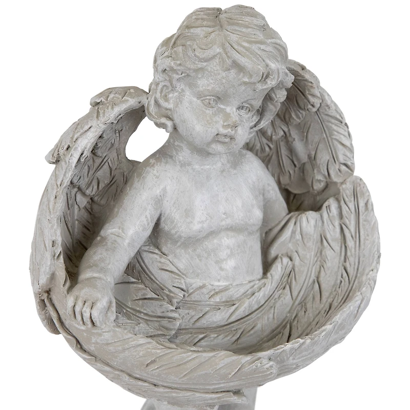 8" Cherub Wrapped in Wings Outdoor Garden Statue