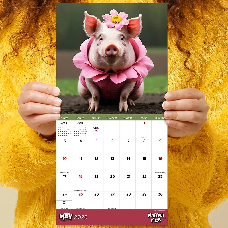 2026 Playful Pigs Mini Calendar