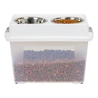 IRIS 45qt. Clear/White/Gray Airtight Elevated Feeder Storage Container