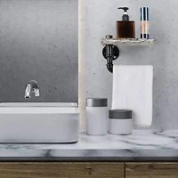 Industrial Wall-Mounted Rustic Toilet Paper Holder with Wood Shelf