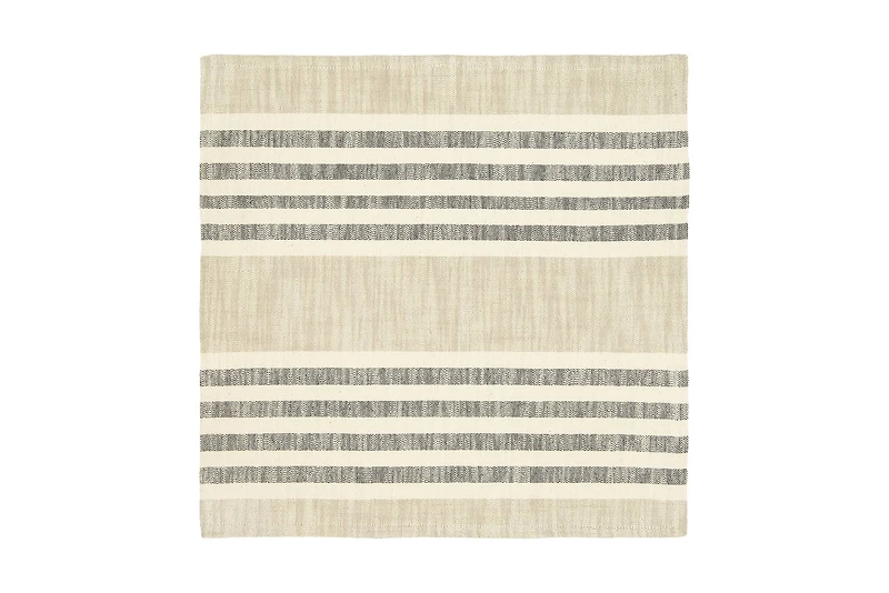 Hello Honey® Taupe, Black & Cream Stripes Cotton Woven Napkin Set