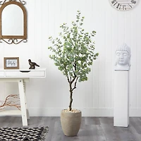 5ft. Eucalyptus Artificial Tree in Sandstone Planter