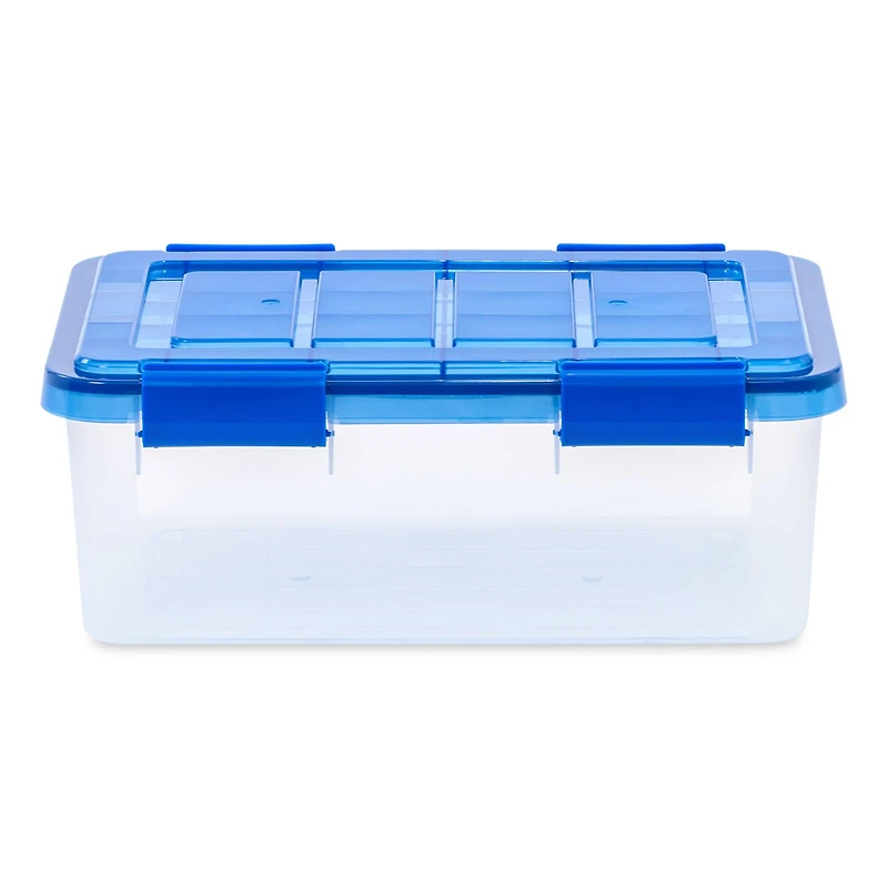 Iris® 4gal. Clear Plastic Storage Boxes With Blue Lid, 6 Pack