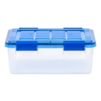 Iris® 4gal. Clear Plastic Storage Boxes With Blue Lid, 6 Pack