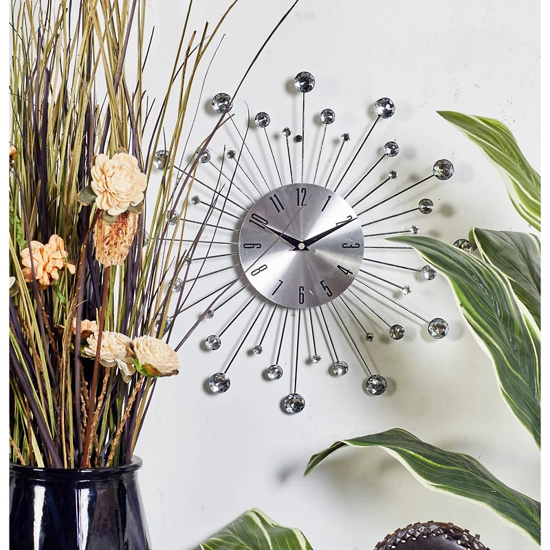 Silver Glam Metal Wall Clock