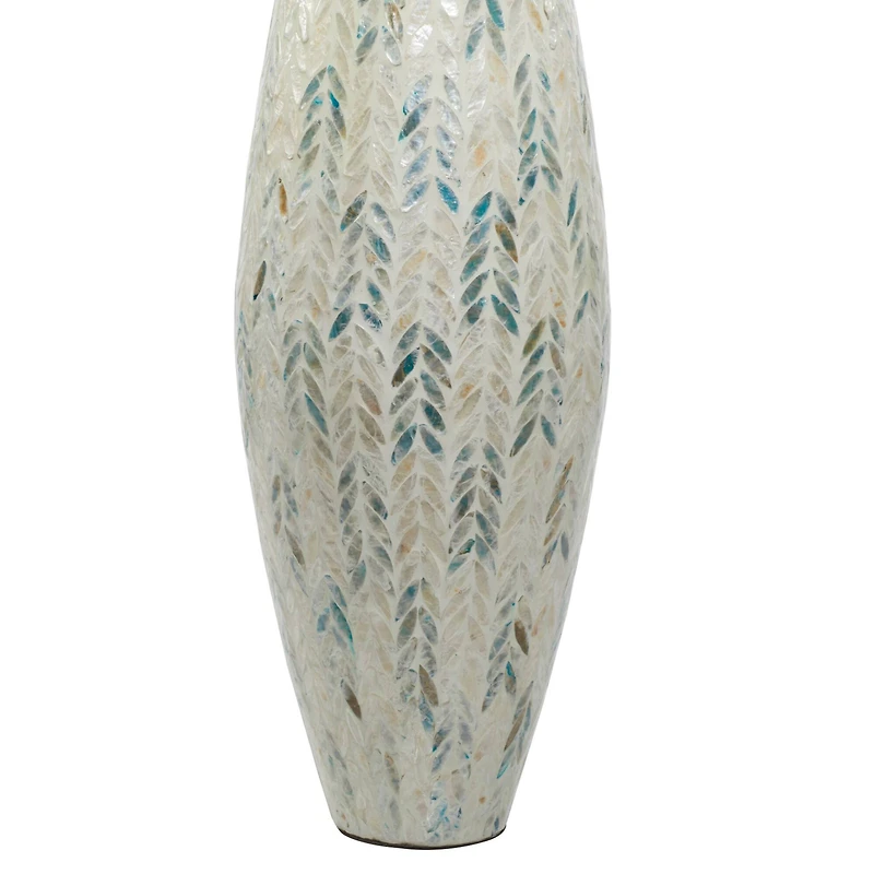 34" White Bamboo Coastal Vase