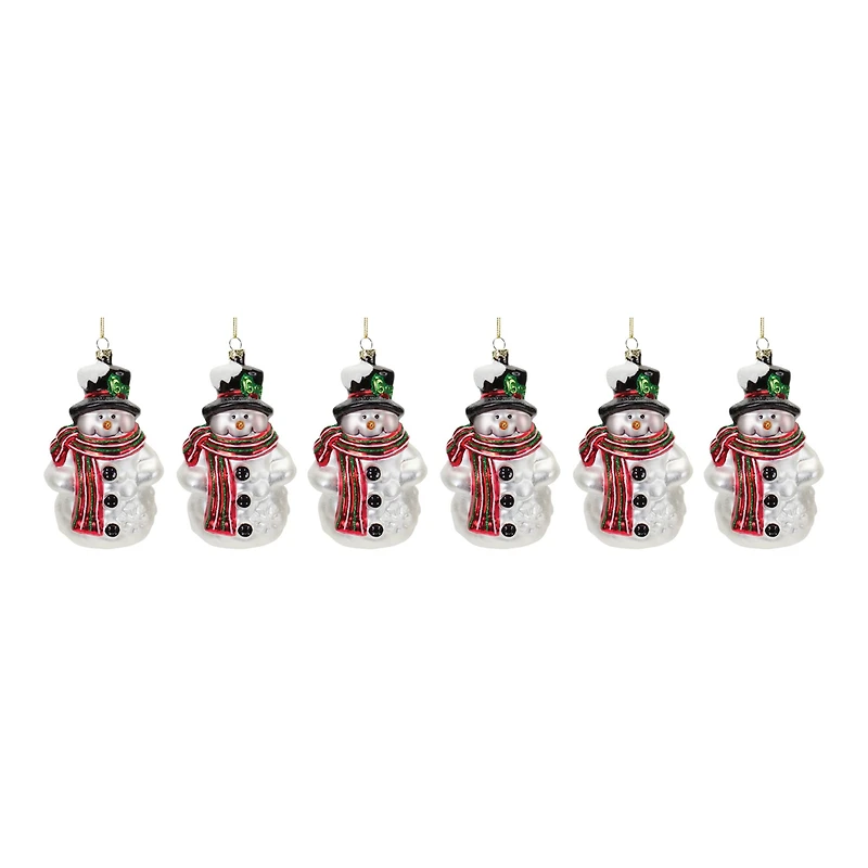 6ct. 5" Glittered Glass Snowman Ornaments