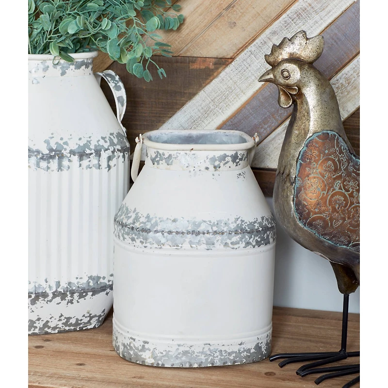 White Metal Farmhouse Decorative Jar Set