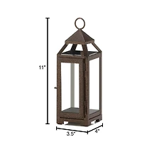 11" Iron & Glass Copper Lantern