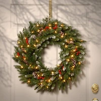 24" Frosted Berry Wreath with Clear Lights
