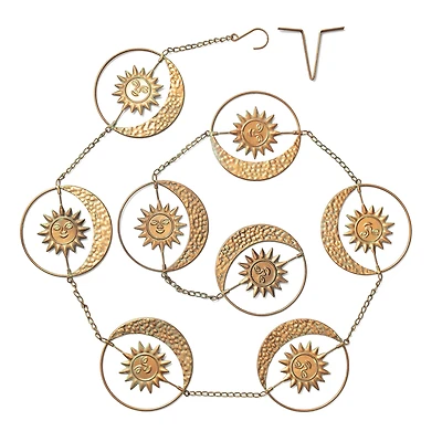 Glitzhome® 8.5ft. Faux Copper Patina Finish Sun & Moon Rain Chain