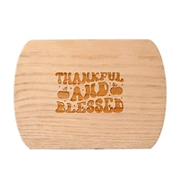 Thankful and Blessed 8" x 11" Redwood Oval Cutting Board