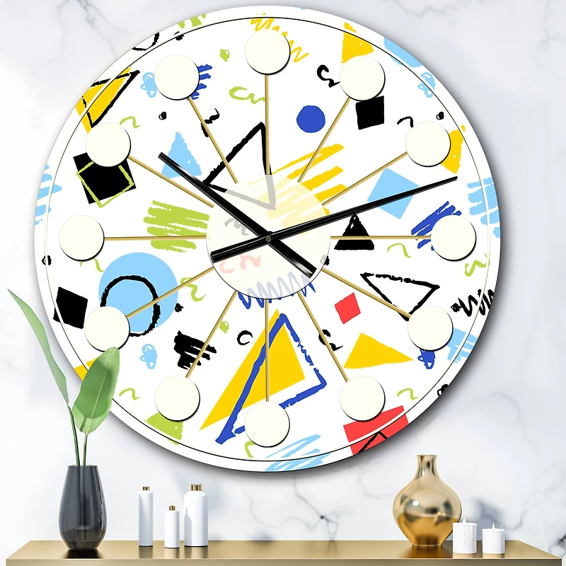 Designart Geometric Retro Design III Mid-Century Modern Wall Clock