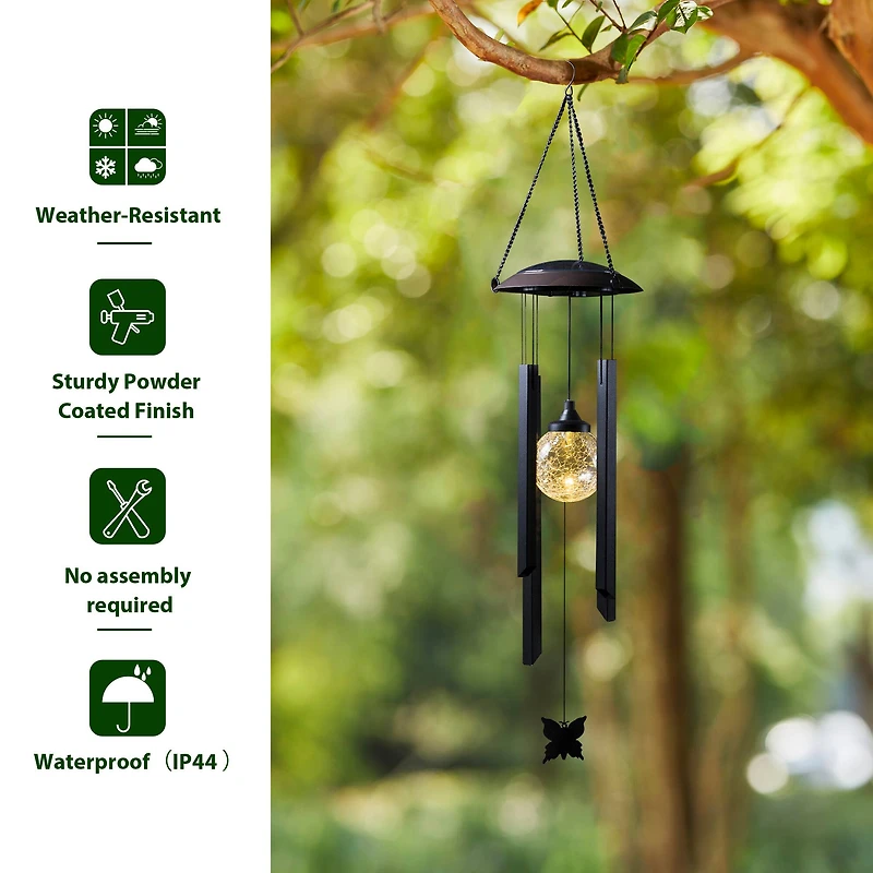 Glitzhome® 32" Solar Powered Windchime with Crackle Bulbs, 2ct.