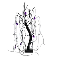 2ft. Pre-Lit Halloween Artificial Black Spooky Spider Willow Tree with 60 Orange & Purple LED Lights