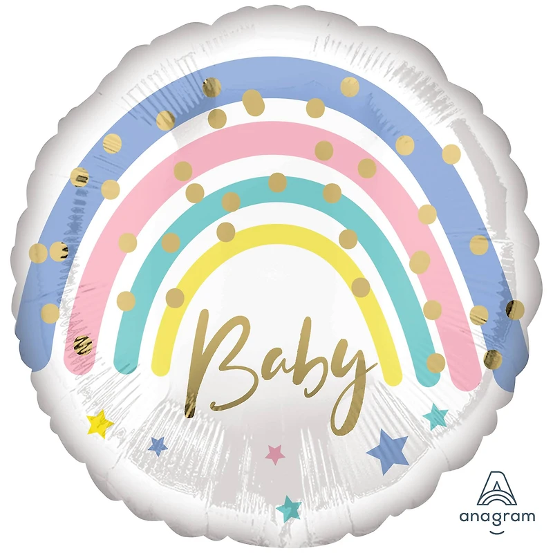 17" Pastel Rainbow Baby Round Foil Balloon