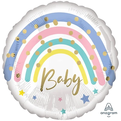 17" Pastel Rainbow Baby Round Foil Balloon