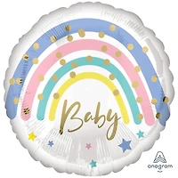 17" Pastel Rainbow Baby Round Foil Balloon