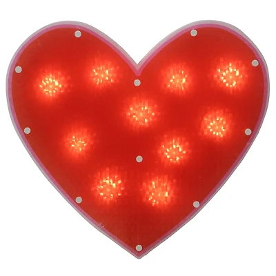 12" Lighted Shimmering Red Heart Window Silhouette Decoration