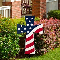 Glitzhome® 32" Patriotic Americana Double-Sided Metal Cross Yard Stake