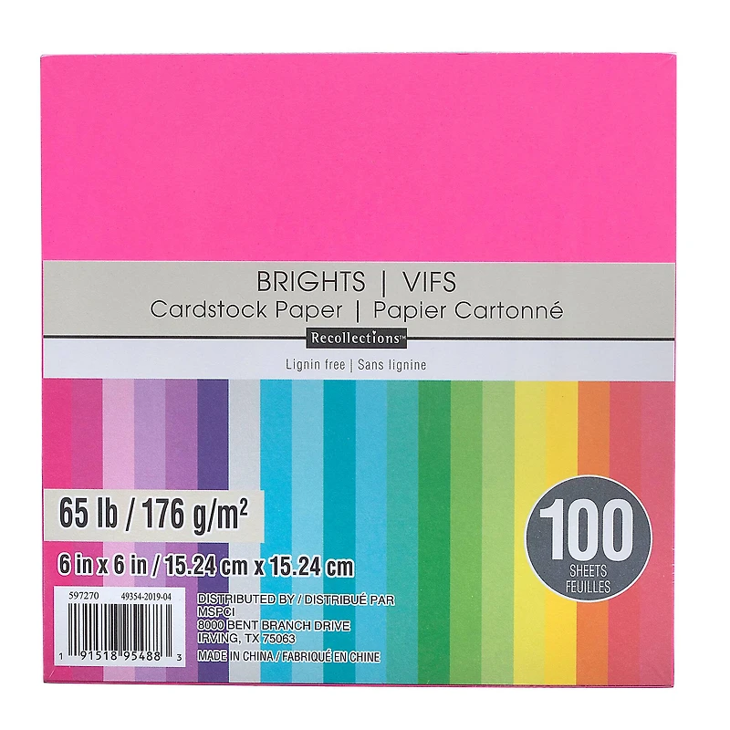 Brights 6" x 6" Cardstock Paper by Recollections™, 100 Sheets