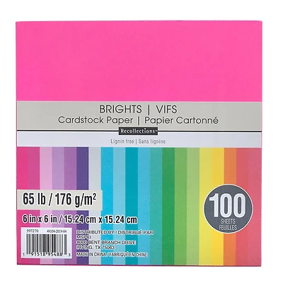 Brights 6" x 6" Cardstock Paper by Recollections™, 100 Sheets
