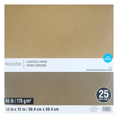 12 Packs: 25 ct. (300 total) Kraft 12" x 12" Cardstock Paper by Recollections™