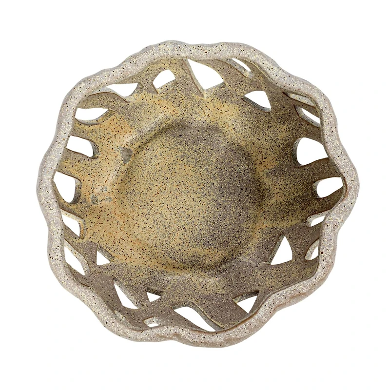 Hello Honey® 9.5" Cream Speckled Reactive Glaze Stoneware Bread Basket