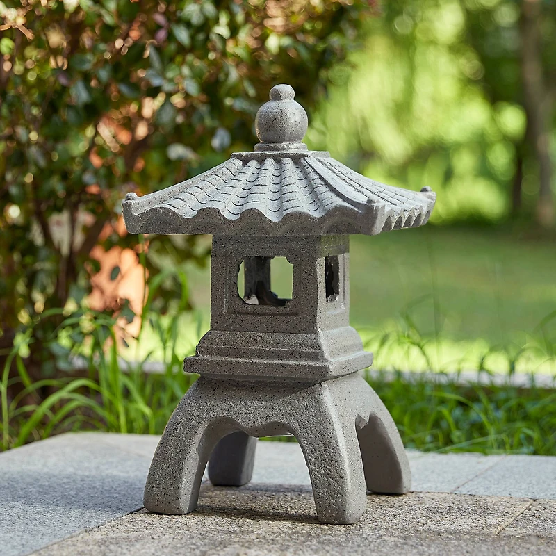 Glitzhome® 16" MGO Faux Concrete Pagoda Garden Statue