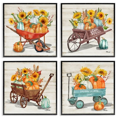 Stupell Industries Autumn Harvest Wagons Framed Giclee Art