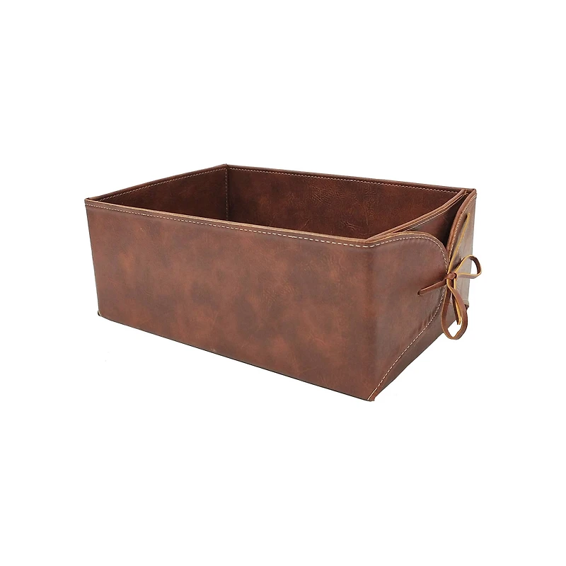 Large Warm Brown Decorative Faux Leather Bin by Ashland®