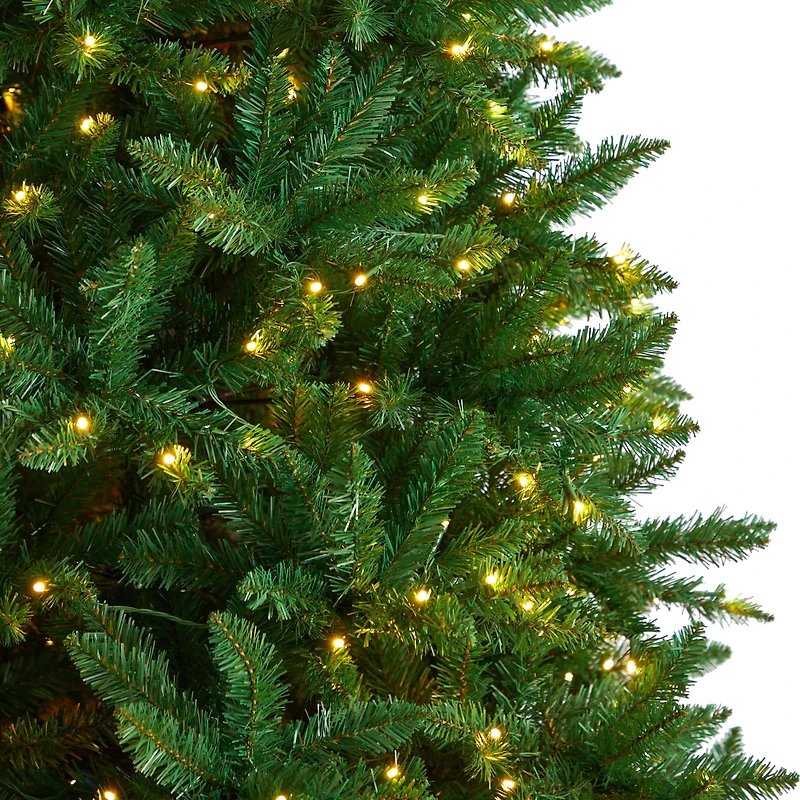 9ft. Pre-Lit Green Valley Fir Artificial Christmas Tree, Clear LED Lights