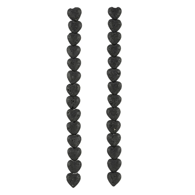 Black Lava Heart Beads, 10mm by Bead Landing™