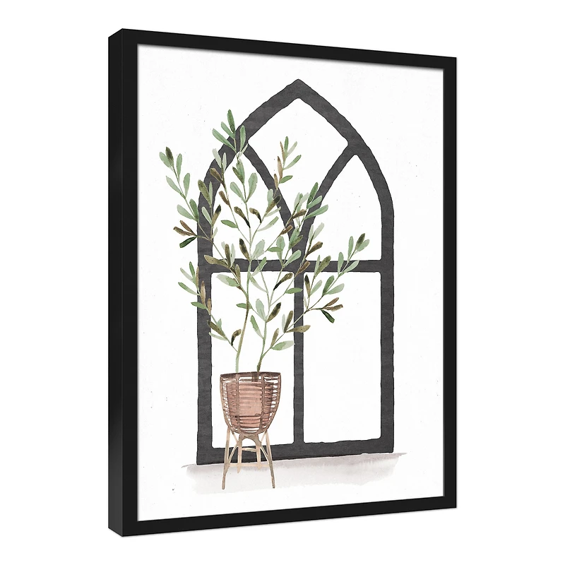 Plant with Arch 20" x 30" Black Framed Canvas - Set of 2