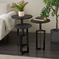 Black Aluminum Metal Tripod Accent Table Set