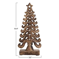 Hello Honey® 12.5" Burnt Finish Hand-Carved Mango Wood Tree