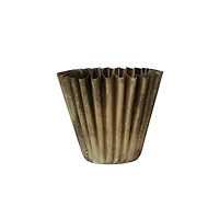 Hello Honey® 8" Antique Brass Finish Pleated Metal Vase