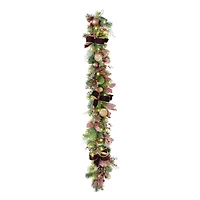 6ft. Pre-Lit Gilded Burgundy Bow & Pine Garland by Ashland®