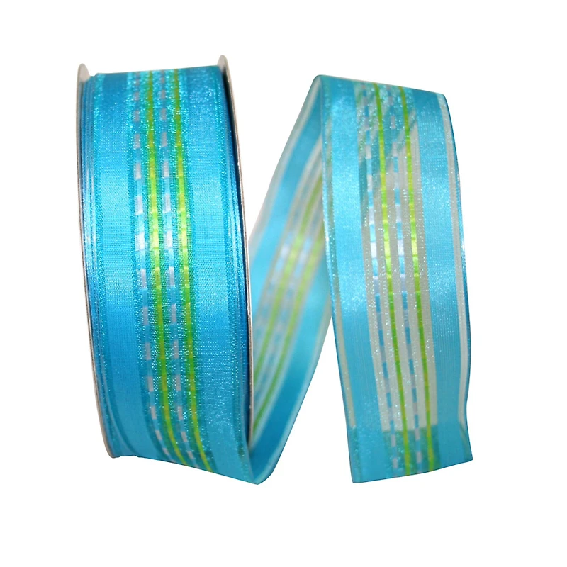 JAM Paper 1.5" x 50yd. Sheer Wired Ticking Stripe Value Ribbon