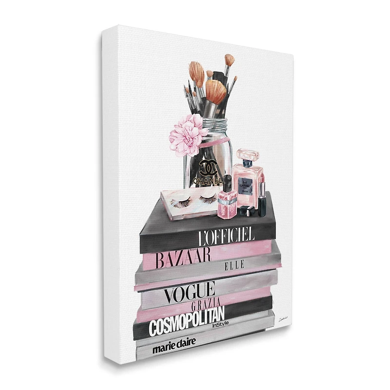 Stupell Industries Fashion Accessories Glam Magazine Book Stack Canvas Wall Art