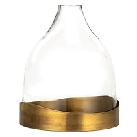 Hello Honey® 10" Clear & Antique Sophisticated Glass Cloche with Metal Tray