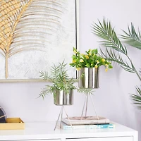 Silver Contemporary Planter, Set of 2" 5", 4"