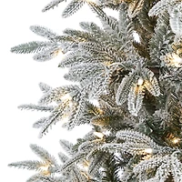 7.5ft. Pre-Lit Flocked Manchester Spruce Artificial Christmas Tree with Clear LED Lights