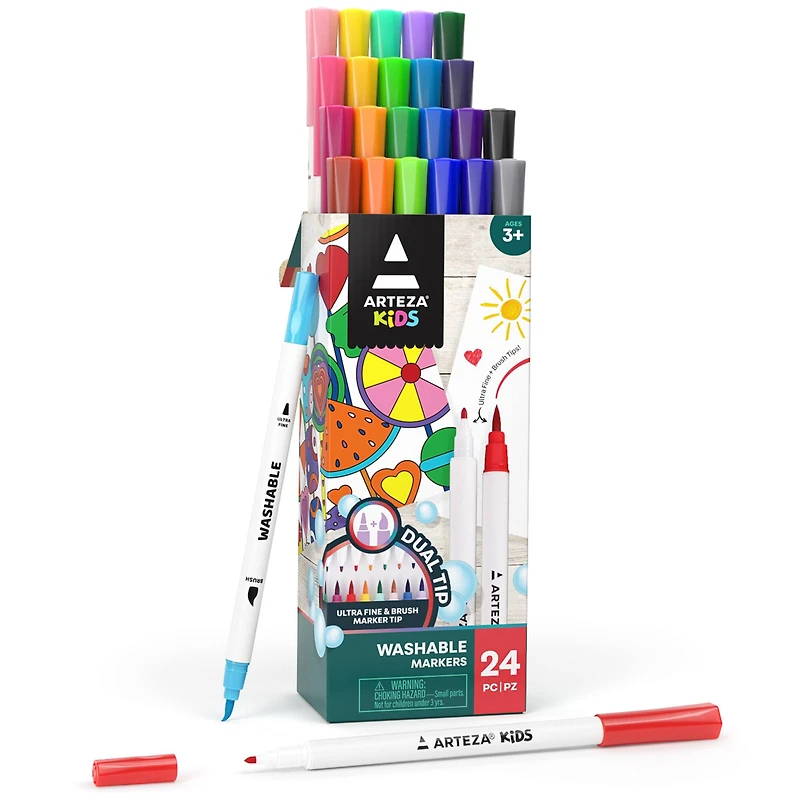 Arteza® Kids Washable Markers with Dual Tips, 24 ct.