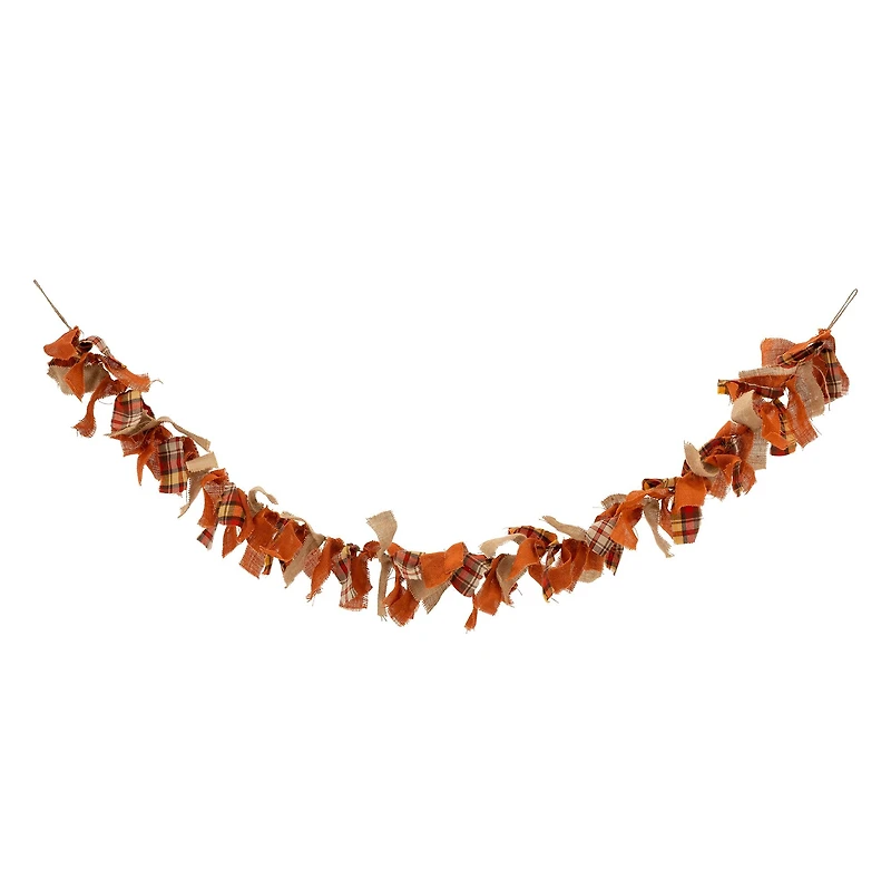 Glitzhome® 6ft. Fall Plaid Fabric Garland