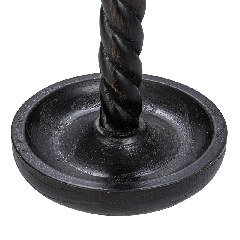 Hello Honey® Round Black Wood Taper Candle Holder Set